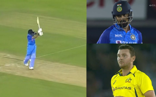 'Only KL Rahul can hit such shots'-Twitter reacts as KL Rahul smashes a sumptuous six with exceptional wrist work off Josh Hazlewood in the 1st T20I