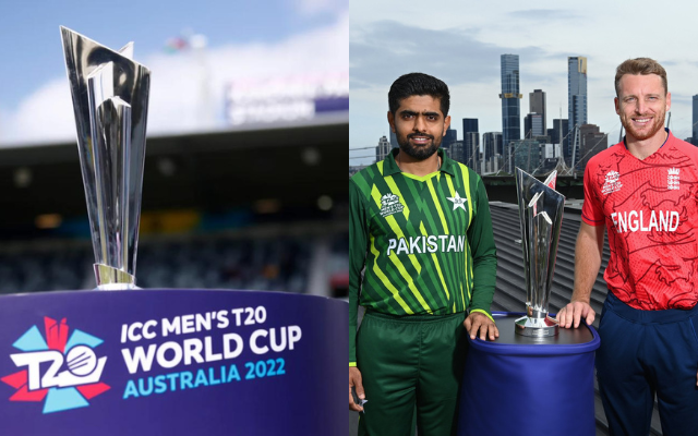 "The pre-final photo is going used post final", Twitter reacts as Babar Azam and Jos Buttler pose with the T20 World Cup trophy ahead of the rain threats in the final