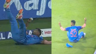 "Axar's reaction when he did not know whether Tripathi was signalling six or out" - Twitter reacts as Rahul Tripathi takes a gem of a catch to dismiss Pathum Nissanka