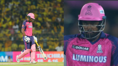 "Sanju giving support to SKY in a weird way" - Twitter reacts after Sanju Samson gets dismissed for a two ball duck against CSK
