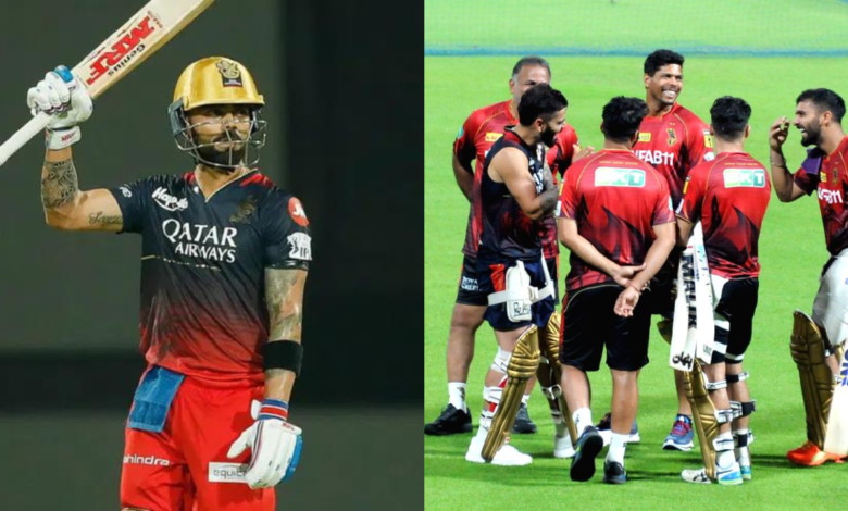 "Might be explaining 49 score innings" - Twitter reacts as Virat Kohli has some fun time with KKR players during practice session